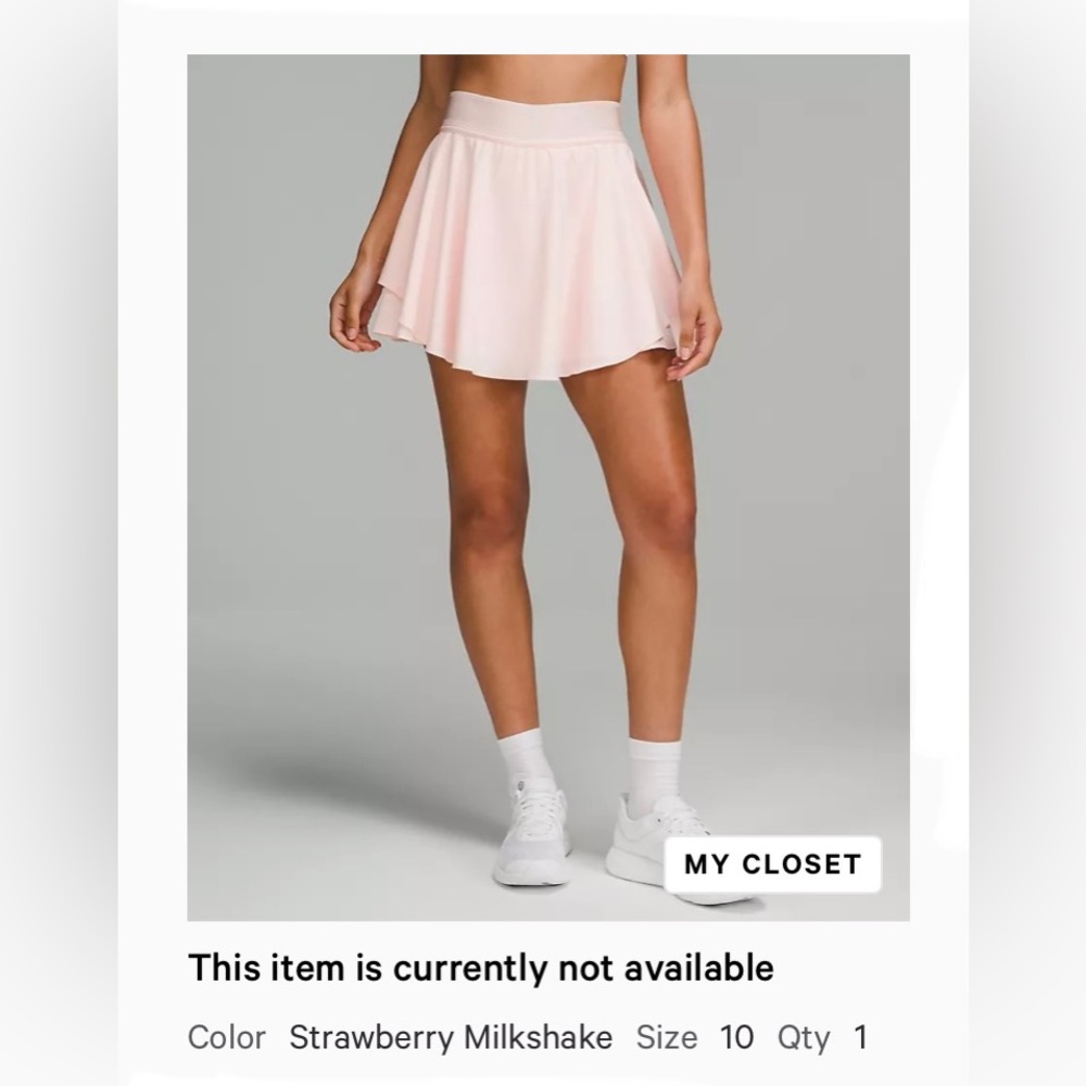 Lululemon Court Rival High-Rise Tennis Skirt Long Strawberry Milkshake